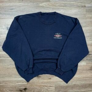 vintage 90s ohio university heavyweight navy blue college crewneck sweatshirt